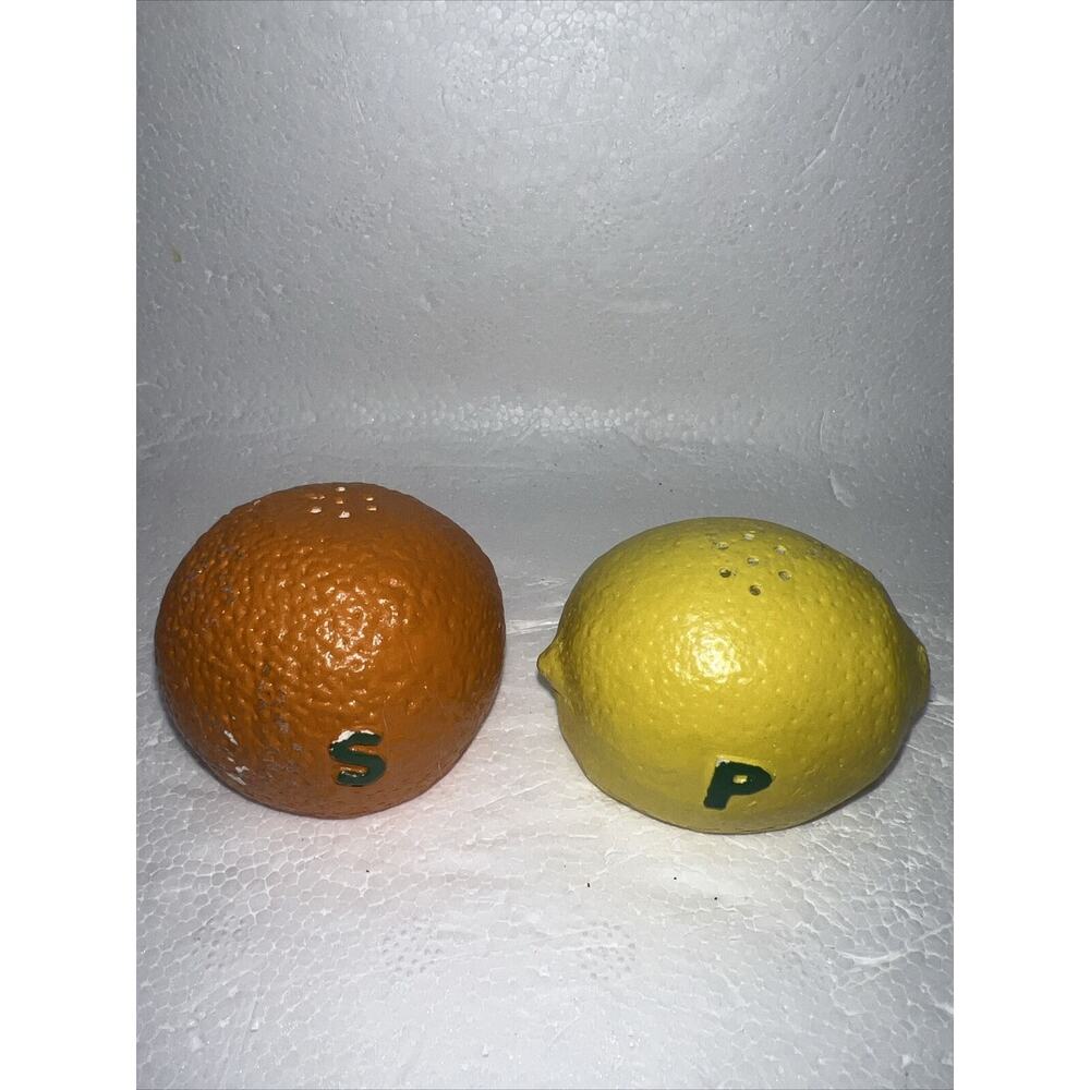 Vintage Orange and Lemon Shaped Salt and Pepper Shakers